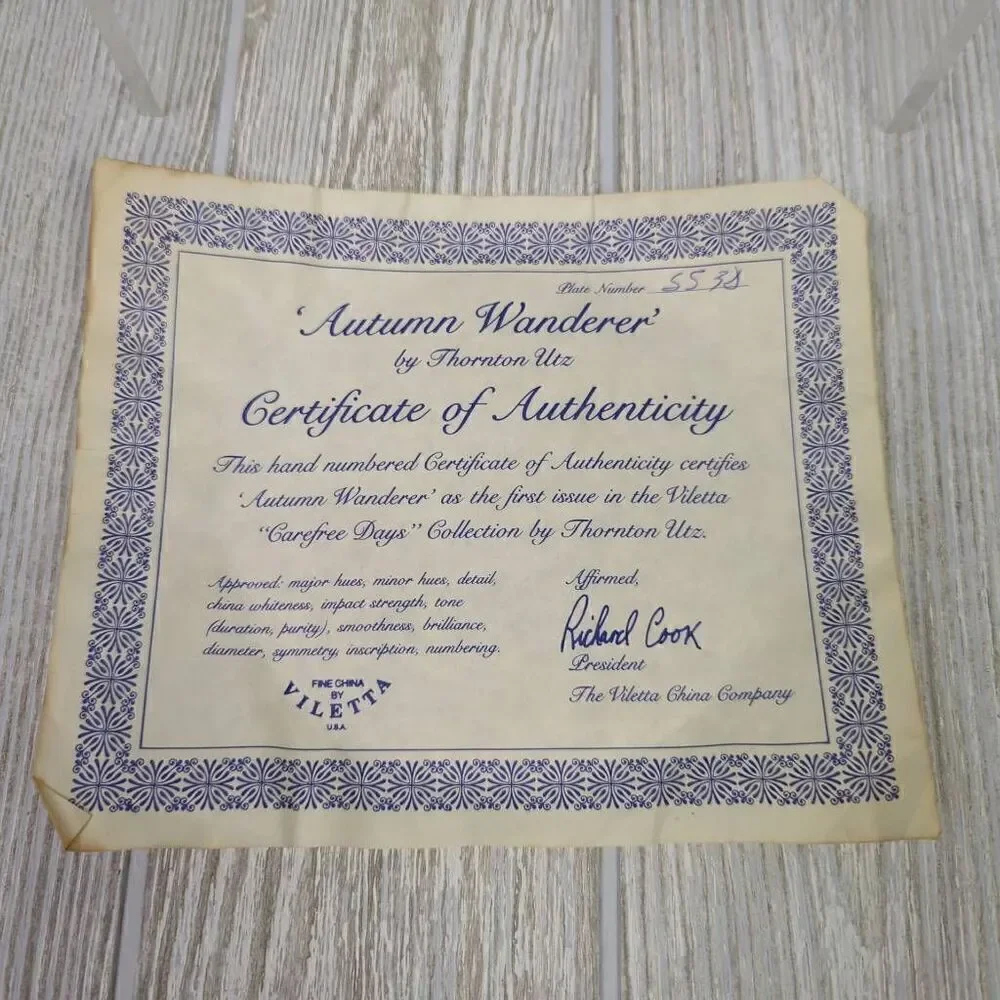 Thornton Utz AUTUMN WANDERER Carefree Days Plate  Collection-Viletta China VTG